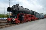 )1 1061 with modern CityNightLine sleeping coach at the German Steam Loco Museum DDM at Neuenmarkt-Wirsberg on Pentecost 23 May 2010.
