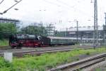 Steam extra is headed by 01 118 when leaving Darmstadt Hbf on 29May 2014.