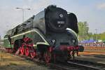 On 30 April 2016 the fastest active steamer in the world 18 201 prepares at Wolsztyn for her part in the annual loco parade.