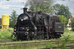 On 25 May 2022 Pacific 3673 runs round at Nördlingen.