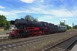 Eurovapor's 023 058 shunts one luggage coach at Amstetten (Württemberg) on 9 July 2022.