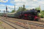 At Amstetten (Wrttemberg) 023 058 is about to haul a steam shuttle to Geislingen on 9 July 2022.