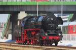 ReKo Ochsenlok 41 1144 gets prepared for the steam loco patrade at Wolsztyn on 4 May 2024.