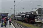 The steam locomotive 41 360 is leaving the main station of Koblenz on June 25th, 2011.