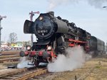 On 30 April 2016 Kriegslok 52 8079 lets off steam at Wolsztyn.