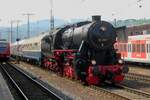 Kriegslok 52 4867 hauls a special train from Karlsruhe through Koblenz Hbf on 2 June 2012.