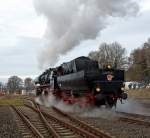 The Betzdorfer 52 8134-0 on 26.11.2011 as Santa Claus train, from Dillenburg to Würgendorf.
