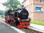 99 1782-4 of the historic train on Rügen , on 4/7/2013 in Goehren Station