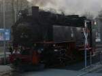 Dampflok der Zittauer Schmalspurbahn beim Rangieren auf dem Bahnhofsvorplatz in Zittau 30.12.2008