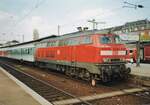 On 28 September 2005 DB 218 367 stands at Koblenz Hbf and is one of the first DB Diesel locomotives to wear the Traffic Red colours.