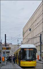 Tram N 4010 pictured at the stop Alexanderplatz/Dirksenstrae in Berlin on December 25th, 2012.