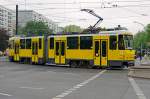 KT4D mod 6010, modernized in 1995 by WB Bautzen, serial number 884/010, ex KT4D ( 9228 ), seen in service as M6 towards Hackescher Markt near tram stop Mollstraße.