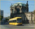 A modern Dresden Tram in the old Town. 
23.09.2010