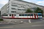 S21 towards Bismarckplatz with OEG 107 (GT8 DUEWAG) on 13.07.2009 in front of Heidelberg main station.
