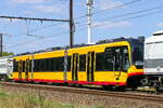 The Albtal Bahn tram 405 transpored by HSL Belgium from the port of Antwerp to Aachen. Stadler CityLink TT-2S build by Stadler Valencia in 2026 with construction N� 5502489. Transported by ship from Valencia to Antwerpen. By train from Antwerpen to Karlsruhe. UIC: 94 80 0492 405-6 D-AVG.
Line 27A at Antwerp Airport. 24-08-2026