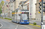 LVB 1104 Line 16 direction Lößnig in Delitzscher Straße in leipzig.