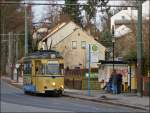 The heritage tram N° 32 is arriving on its final destination Woltersdorf Schleuse on December 27th, 2012.