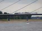 A U-Bahn is driving on a bridge in Dsseldorf on August 20th 2013.