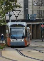 Tram N 1005 is arriving on the stop Saarbrcken main station on September 18th, 2012.