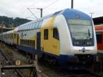 Control car of Metronom train with a measuring train at Ulm, September 17th, 2005.
