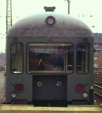 The front of an measuring control car, BZA Minden, at Hannover, July 1981.