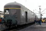 Passenger wagon and control car of Lbeck-Bchner-Eisenbahn, a special wagon unit of two double floor units, used in turning-train system. At Rheine festival September 10th, 1977.