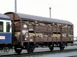 Transportation wagon for small animals (like pigs, sheeps) type Vlmm(h)s 63, at Nrnberg-Langwasser, 150 years German railways, September 14th, 1985.