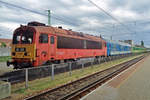 With a MAV/GySEV train 418 305 stands at Györ on 6 May 2017.