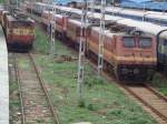 Electric locomotives were seen parked outqside Egmore on 26th July 2013 