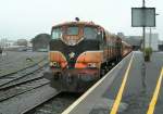 The diesel engine 080 waits with an Intercity train in Galway to the departure to Dublin.