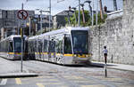 Tram LUAS 3009on  the reds line (The Point-Saggart/Tallaght)in front of The National Museum of Ireland in Dublin. Date: 11 May 2018.