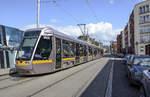 Tram LUAS Citadis 3006 in Bernburb Street of Dublin.