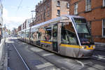 Tram LUAS Citadis 3019 in Bernburb Street of Dublin.The silver Citadis trams, manufactured in La Rochelle by French multinational Alstom, reach a top speed of 70 km/h on off-street sections, but travel at a slower speed on-street where conflicts with other vehicles and pedestrians can occur.
Date: 11 My 2018.