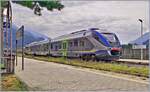 The FS Trenitalia MD 502 056 (95 83 4502 056-3) on the journey from Ivrea to Aosta stopping in Pont S.