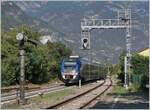 The FS Trenitalia MD 502 056 (95 83 4502 056-3) on the journey from Aosta to Ivrea is arriving at the Verres station     Sept.