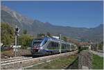 The FS Trenitalia Minuetto MD Aln 501 018 leaves Chatillon Saint Vincent Station.