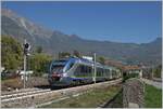 The FS Trenitalia Minuetto MD Aln 501 018 leaves Chatillon Saint Vincent Station. The train is on the way from Aosta to Ivrea.

Oct 11, 2023