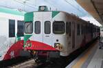 Diesel multiple unit ALn 668 017 ER stands on the platform in Ferrara.