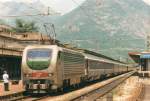 FS E 402B-161 with SBBEC to Milano at Domodossola on 19 May 2006.