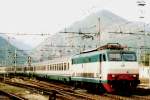 Scanned picture of 200 km/h turtoise FS 444 104 leaving Domodossola for Milano Centrale on 19 May 2006.
