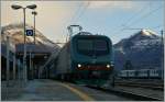 The FS E 464 240 in the early morning in Domodossola-.