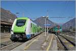 The Trenord Hitachi ETR 421 034 and in the background the FS E 464 122 in Domodossola.