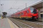 The FS Trenitalia BUM BTR 831 005 on the way from Torino to Aosta by his stop in Chivasso.