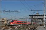 A trenitalia FS ETR 400 Frecciarossa is arriving at Milan Main Station (Milano Centrale).