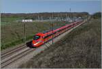 The FS Trenitalia ETR 400 050 by Sainte Émiland on the Hihspeed line is the Frecciarossa service FR 6647 from Paris Gare de Lyon to Lyon Perrache. 

6. April 2024

