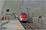 The FS Trenitalia ETR 500 044 Frecciarossa on the way to Milano Centrale by his stop in Reggio Emilia AV.