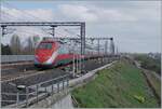The FS Trenitalia ETR 500 044 is arriving at the Reggio Emilia AV Station.