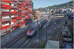 The FS Trenitalia ETR 610 011, operating as an EC from Geneva to Domodossola, leaves Montreux after a short stop for Brig.

April 29, 2025