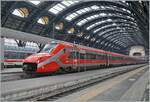 The FS Trenialia ETR 700 007 (ex Fyra) in the new  Frecciarossa  coulor in Milano.