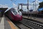 ETR 675, Italo NTV 07 high-speed train, ready to depart from the platform in Ferrara.